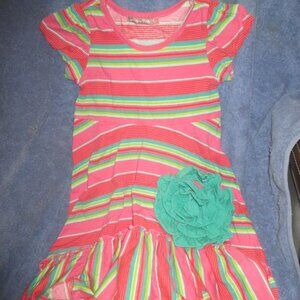 Jelly The Pug Dress Girls 6 Multicolor Stripe Hi Low Hem